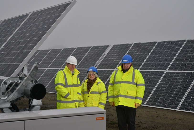 CEO and founder of GRIDSERVE, Toddington Harper, Cabinet Member for Environment, Cllr Judith Guthrie and Council Finance manager, Andy Doyle
