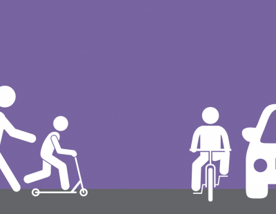 Icons of pedestrians, cyclists and car users