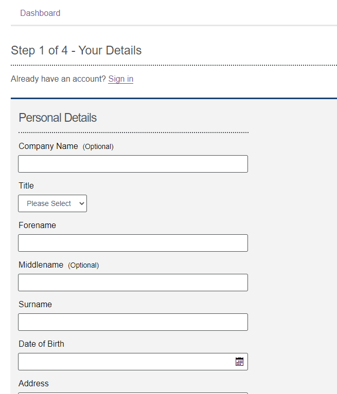 Citizen Portal Personal Details