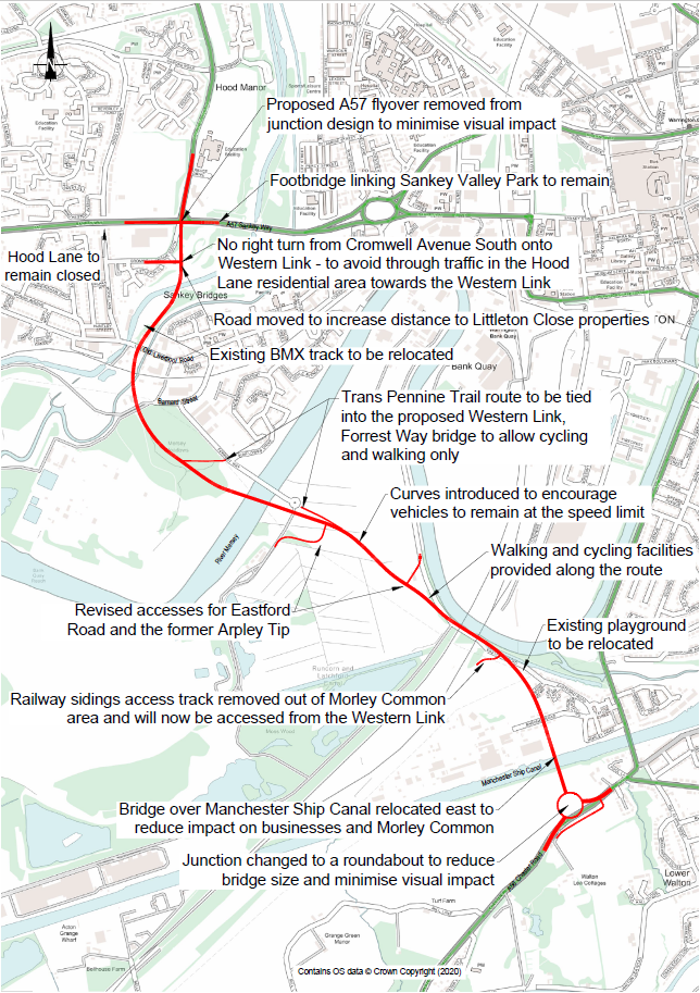 Warrington Western Link route engagement drawing - Nov 2020