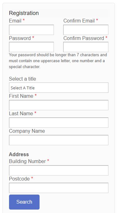 Planning portal registration form