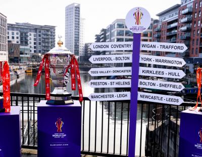 The three Rugby League World Cup 2021 trophies preparing to make an impact on the 48-hour Trophies Tour