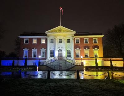 Town Hall lit up for Ukraine