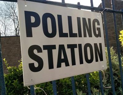 Image of a polling station sign